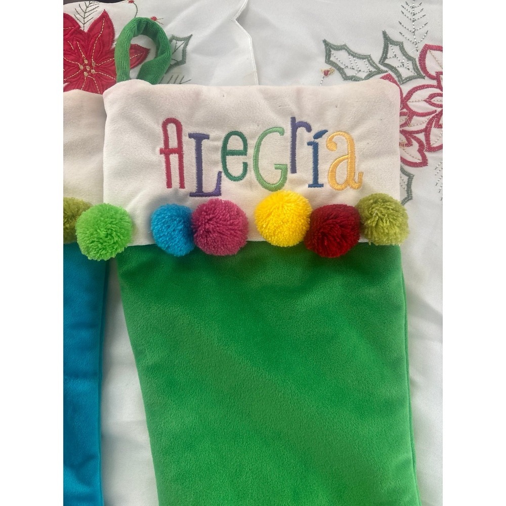 Christmas Stocking Bundle‎ Velvet  With "Alegría and Paz".  Navidad - Picture 3 of 6